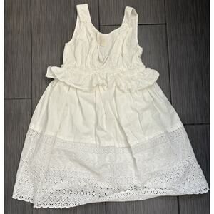 Voyage Mediterranee Mykonos White Cotton Eyelet Dress Medium Coastal Boho Beach